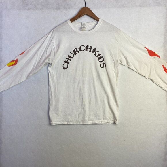 Gildan Church Kids Graphic Shirt Long Sleeve Crewneck White Yellow Size Medium - Picture 8 of 8
